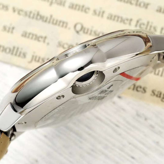 BALLON BLEU DE CARTIER 33 MM WATCH SILVER CASE WITH CEDAR BROWN LEATHER STRAP