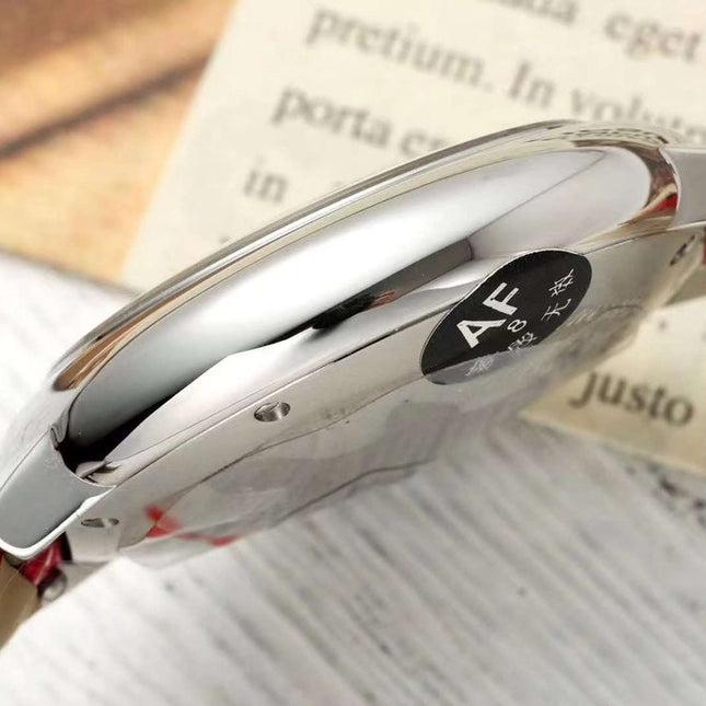 BALLON BLEU DE CARTIER 33 MM WATCH SILVER CASE WITH CRIMSON RED LEATHER STRAP