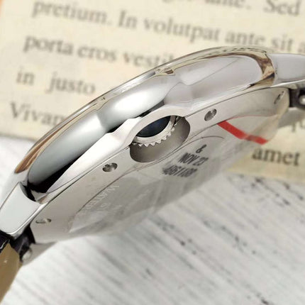 BALLON BLEU DE CARTIER 33 MM WATCH SILVER CASE WITH DEEP VIOLET LEATHER STRAP