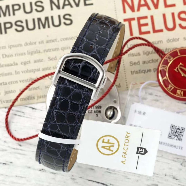 BALLON BLEU DE CARTIER 33 MM WATCH SILVER CASE WITH BLACK LEATHER STRAP