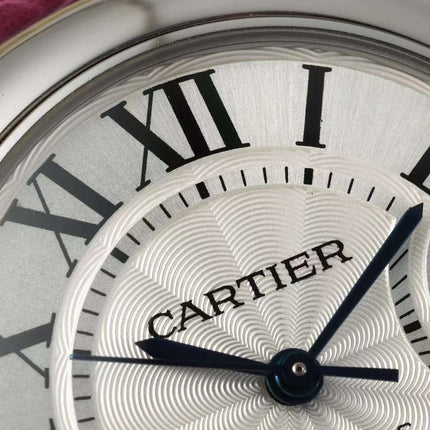 BALLON BLEU DE CARTIER 33 MM WATCH SILVER CASE WITH BRIGHT PINK LEATHER STRAP