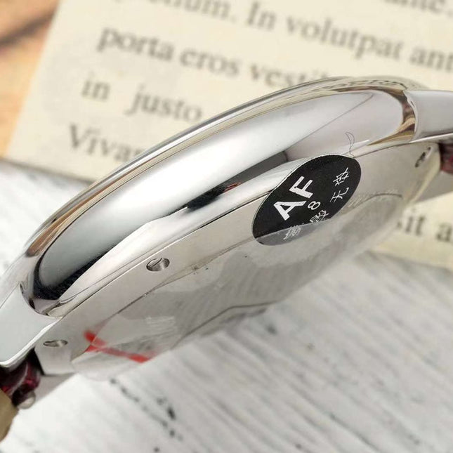 BALLON BLEU DE CARTIER 33 MM WATCH SILVER CASE WITH WINE RED LEATHER STRAP