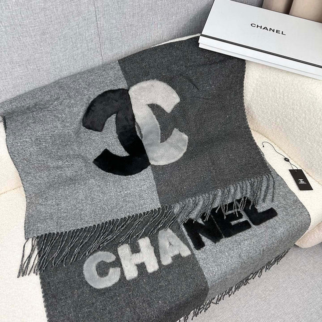 SCARF 200 CM IN MOUSE GRAY CASHMERE AND WOOL 399795