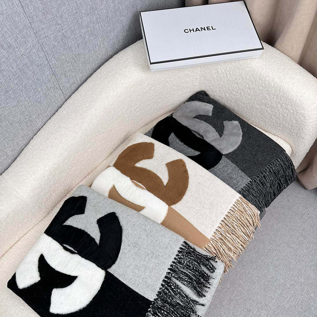 SCARF 200 CM IN BLACK MIX HARBOR GRAY CASHMERE AND WOOL 399797