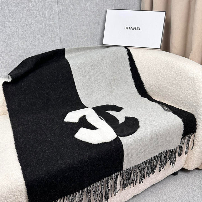SCARF 200 CM IN BLACK MIX HARBOR GRAY CASHMERE AND WOOL 399797