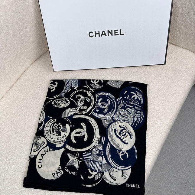 SQUARE SCARF 70 CM IN BLACK MIX WHITE CASHMERE AND SILK 399802