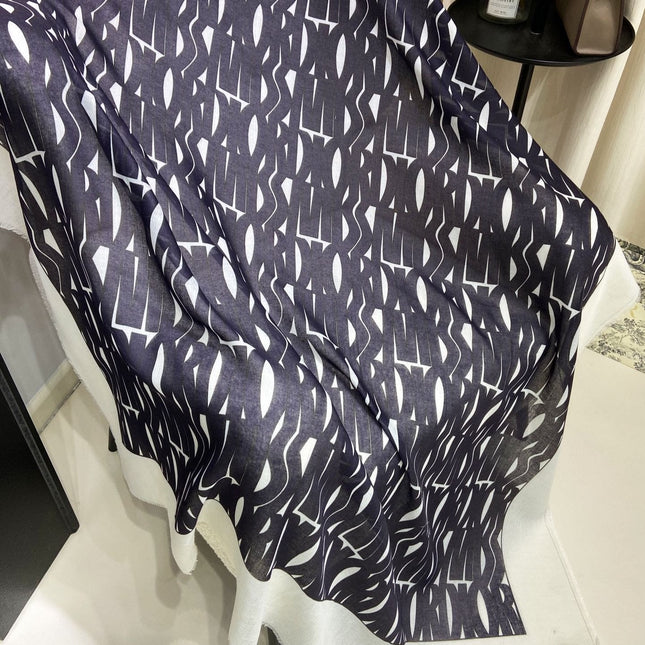 MISS DIOR ALLOVER SHAWL 140 CM IN BLACK MIX WHITE SILK CASHMERE 411629