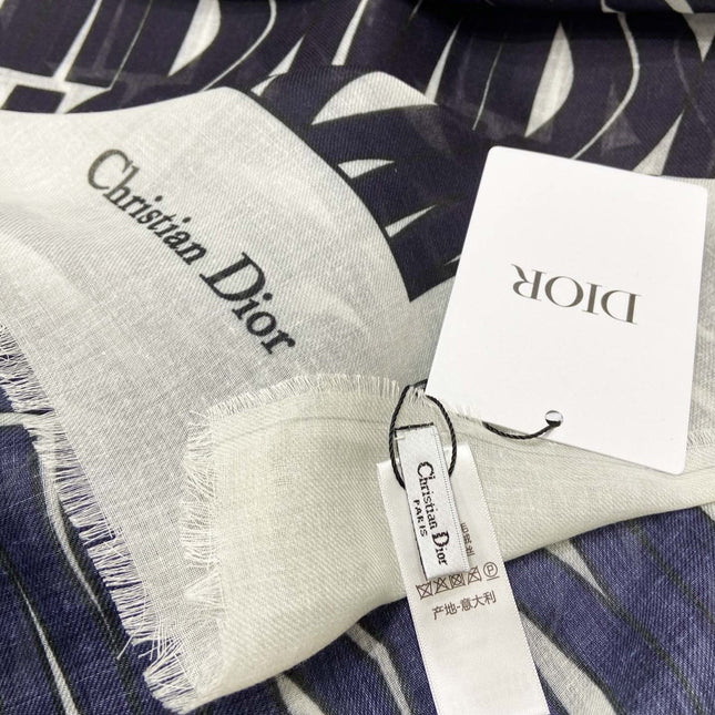 MISS DIOR ALLOVER SHAWL 140 CM IN BLACK MIX WHITE SILK CASHMERE 411629