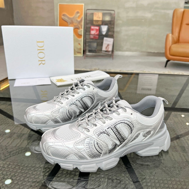CD CHRONO SNEAKER WHITE AND SILVER MESH FABRIC