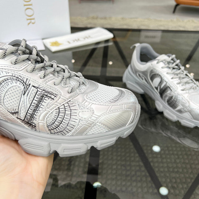 CD CHRONO SNEAKER WHITE AND SILVER MESH FABRIC