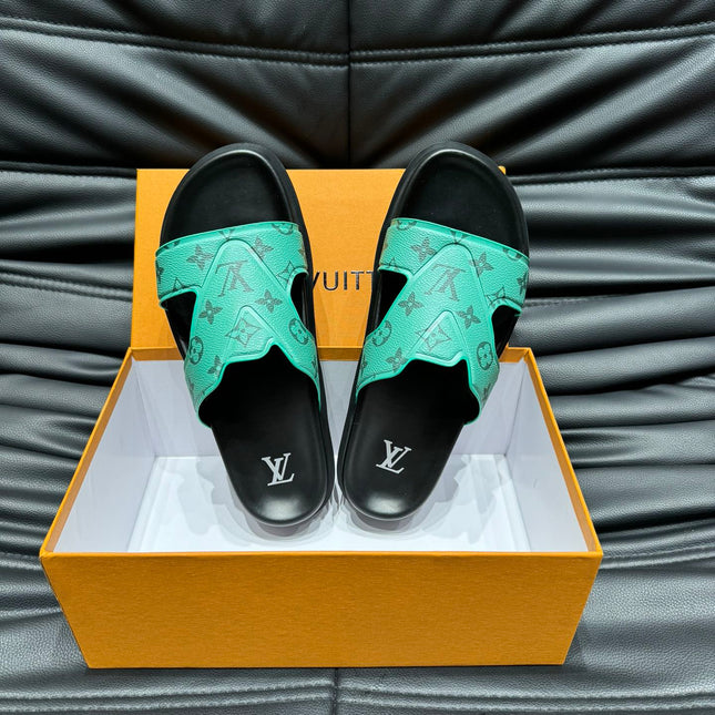 LV OASIS MULE IN SEA GREEN MONOGRAM CALFSKIN