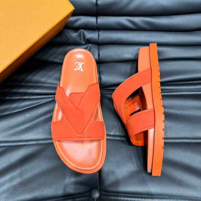 LV OASIS MULE IN CARROT ORANGE SUEDE CALFSKIN