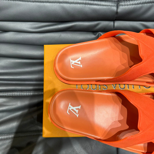 LV OASIS MULE IN CARROT ORANGE SUEDE CALFSKIN