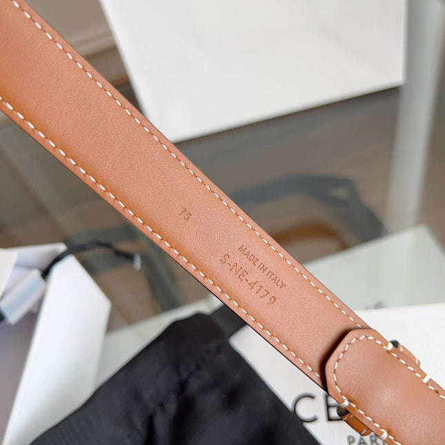 TRIOMPHE BELT 24MM IN BRONZE BROWN CALFSKIN WITH GOLD BUCKLE
