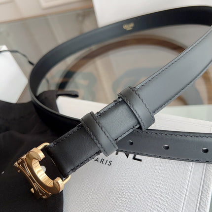 TRIOMPHE BELT 24MM IN BLACK CALFSKIN WITH GOLD BUCKLE