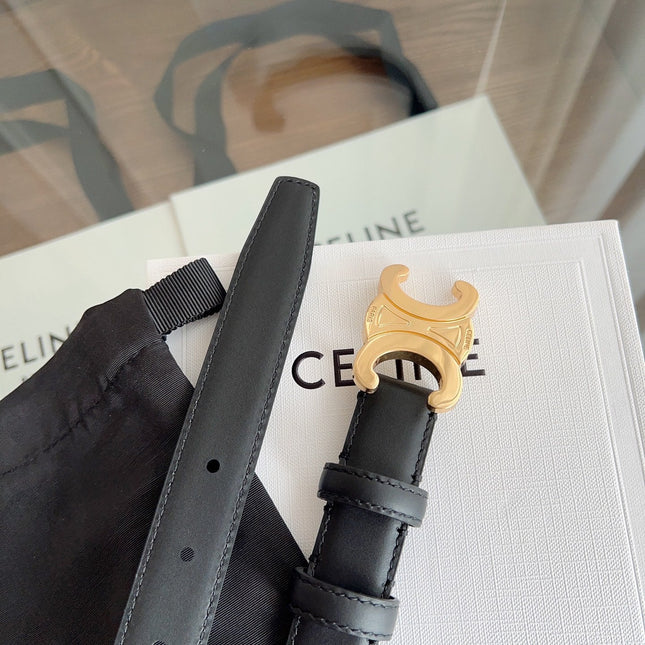 TRIOMPHE BELT 24MM IN BLACK CALFSKIN WITH GOLD BUCKLE
