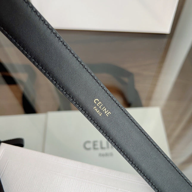 TRIOMPHE BELT 24MM IN BLACK CALFSKIN WITH GOLD BUCKLE