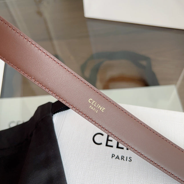 TRIOMPHE BELT 24MM IN BROWN CALFSKIN WITH GOLD BUCKLE
