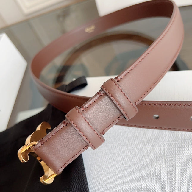 TRIOMPHE BELT 24MM IN BROWN CALFSKIN WITH GOLD BUCKLE