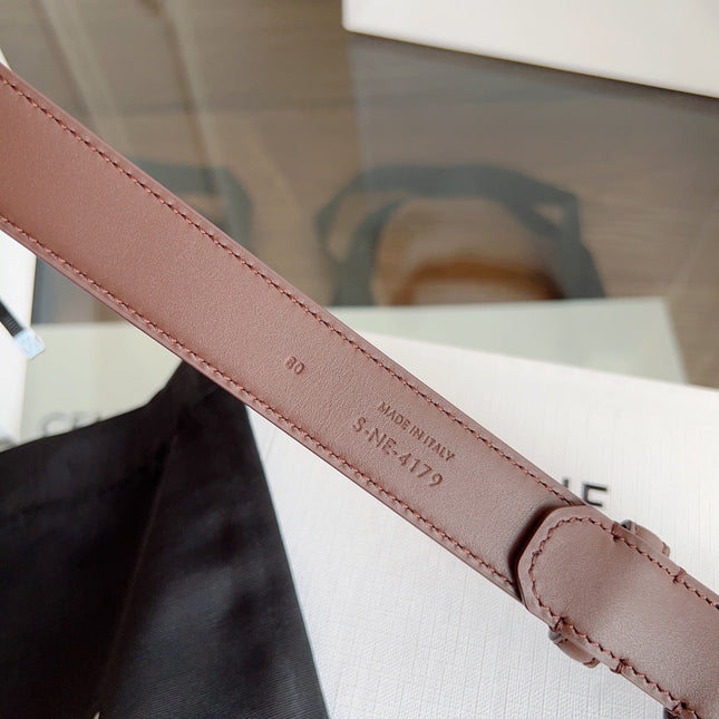 TRIOMPHE BELT 24MM IN BROWN CALFSKIN WITH GOLD BUCKLE