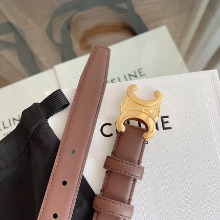 TRIOMPHE BELT 24MM IN BROWN CALFSKIN WITH GOLD BUCKLE