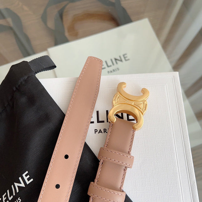 TRIOMPHE BELT 24MM IN BEAVER BROWN CALFSKIN WITH GOLD BUCKLE