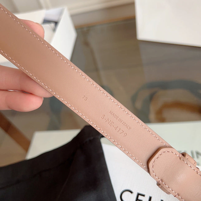 TRIOMPHE BELT 24MM IN BEAVER BROWN CALFSKIN WITH GOLD BUCKLE