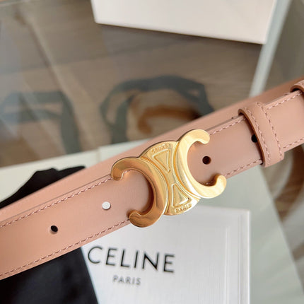 TRIOMPHE BELT 24MM IN BEAVER BROWN CALFSKIN WITH GOLD BUCKLE