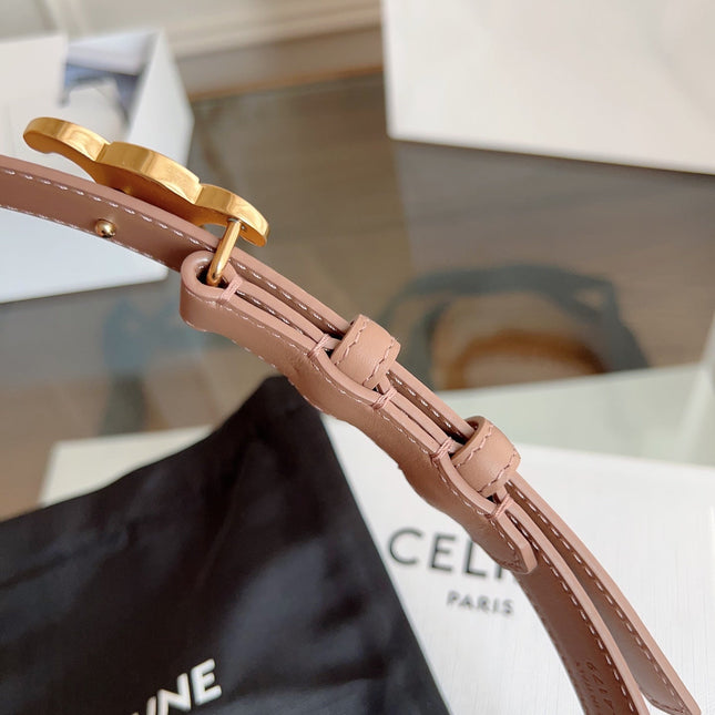 TRIOMPHE BELT 24MM IN BEAVER BROWN CALFSKIN WITH GOLD BUCKLE