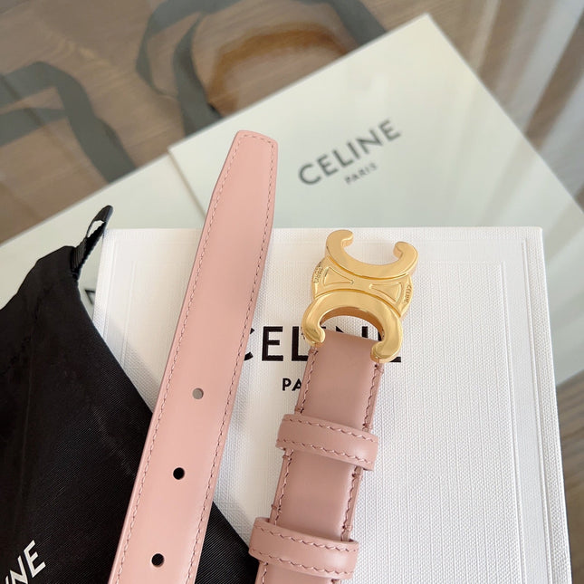 TRIOMPHE BELT 24MM IN TEA ROSE CALFSKIN WITH GOLD BUCKLE
