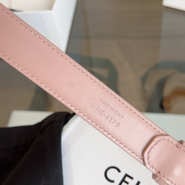TRIOMPHE BELT 24MM IN TEA ROSE CALFSKIN WITH GOLD BUCKLE