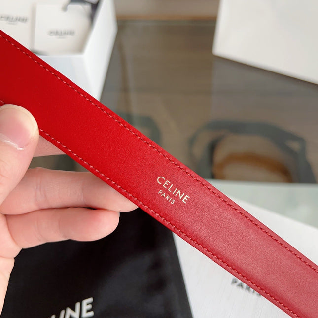 TRIOMPHE BELT 24MM IN RED CALFSKIN WITH GOLD BUCKLE