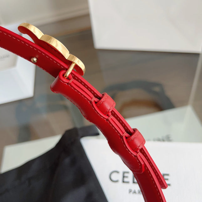 TRIOMPHE BELT 24MM IN RED CALFSKIN WITH GOLD BUCKLE