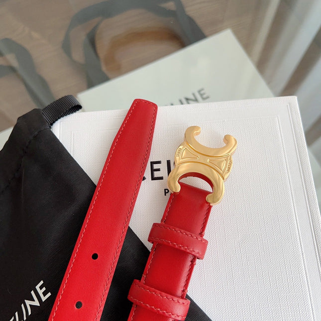 TRIOMPHE BELT 24MM IN RED CALFSKIN WITH GOLD BUCKLE