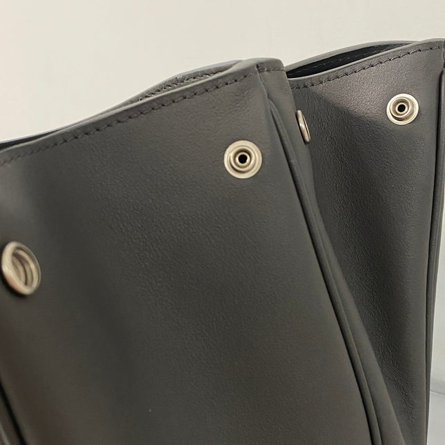RODEO MEDIUM BAG 35 IN GREY SMOOTH CALFSKIN SILVER HARDWARE