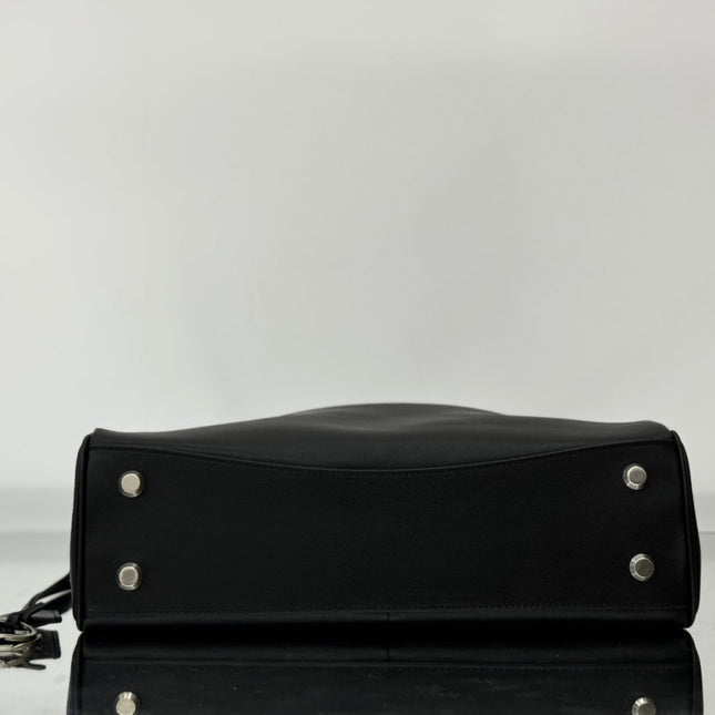 RODEO MEDIUM BAG 35 IN BLACK SMOOTH CALFSKIN SILVER HARDWARE