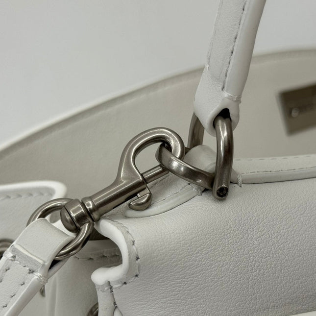 RODEO MEDIUM BAG 35 IN WHITE SMOOTH CALFSKIN SILVER HARDWARE