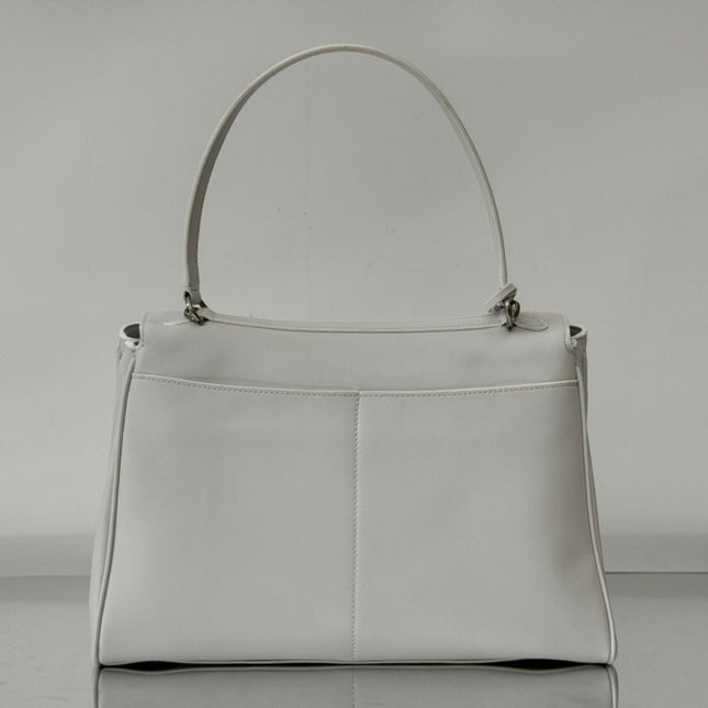 RODEO MEDIUM BAG 35 IN WHITE SMOOTH CALFSKIN SILVER HARDWARE
