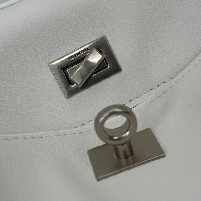 RODEO MEDIUM BAG 35 IN WHITE SMOOTH CALFSKIN SILVER HARDWARE