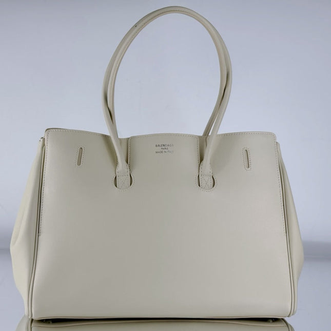 BEL AIR CARRY ALL BAG 29 IN WHITE NAPPA LAMBSKIN SILVER HARDWARE