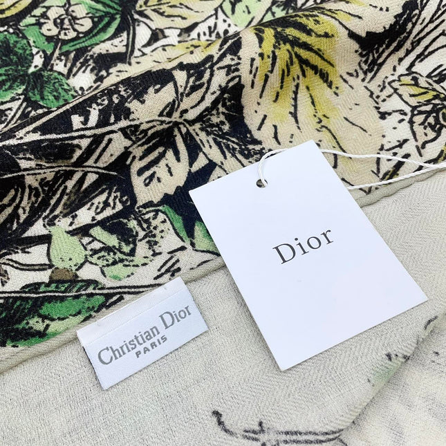 SCARF 140 CM IN WHITE MONOGRAM SILK AND CASHMERE 415163
