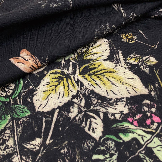 SCARF 140 CM IN BLACK MONOGRAM SILK AND CASHMERE 378469