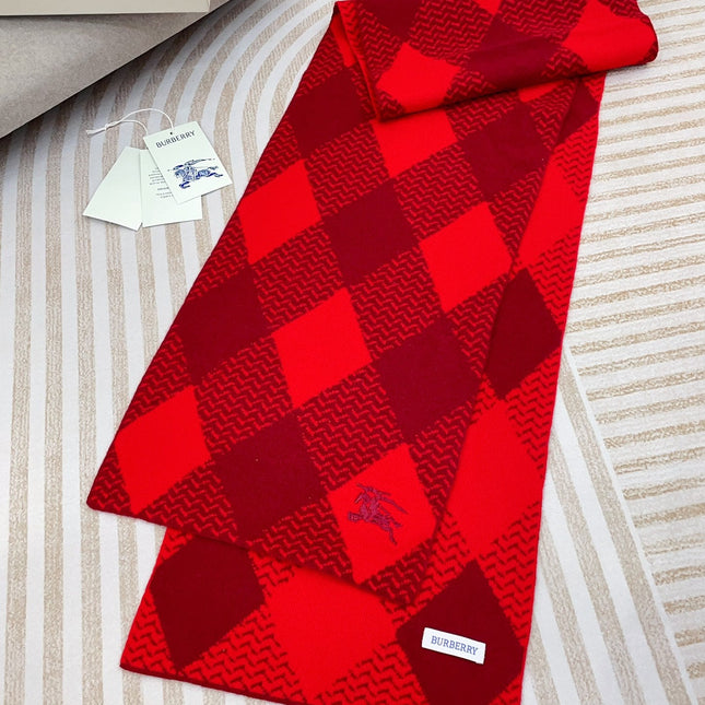 ARGYLE WOOL SCARF 190 CM CHERRY RED 394597
