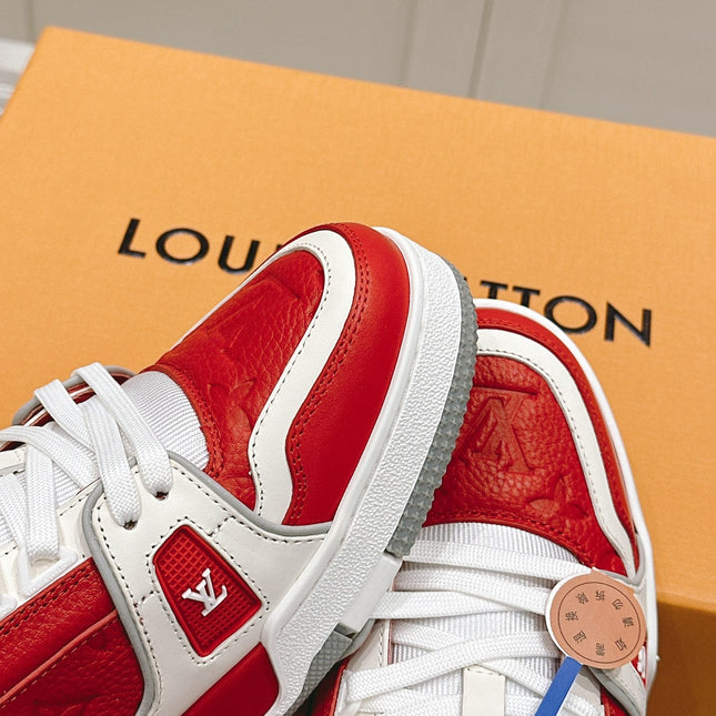 LV TRAINER SNEAKER IN SARI RED GRAINED CALFSKIN