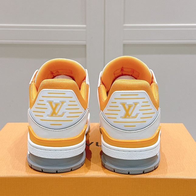 LV TRAINER SNEAKER IN SAFFRAN YELLOW GRAINED CALFSKIN