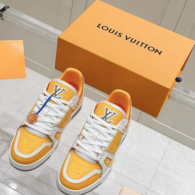 LV TRAINER SNEAKER IN SAFFRAN YELLOW GRAINED CALFSKIN