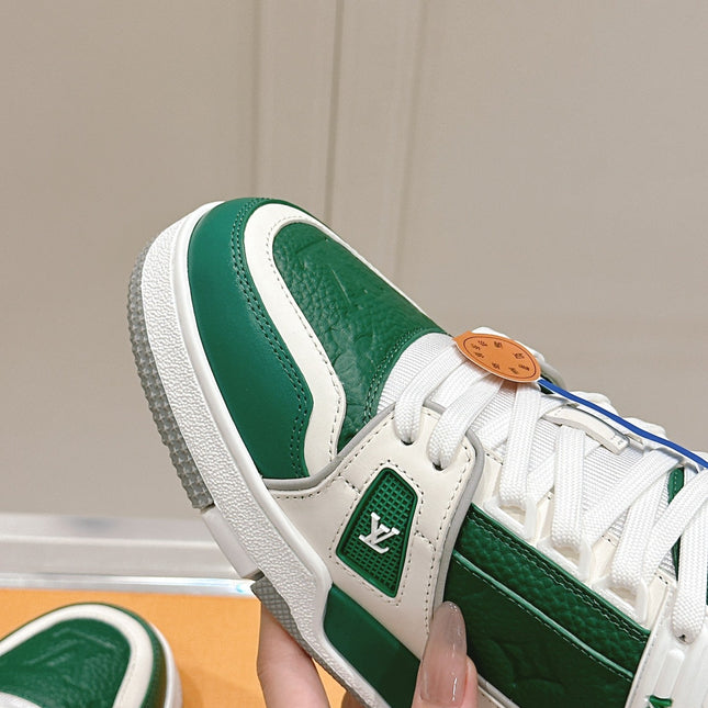 LV TRAINER SNEAKER IN BORNEO GREEN GRAINED CALFSKIN