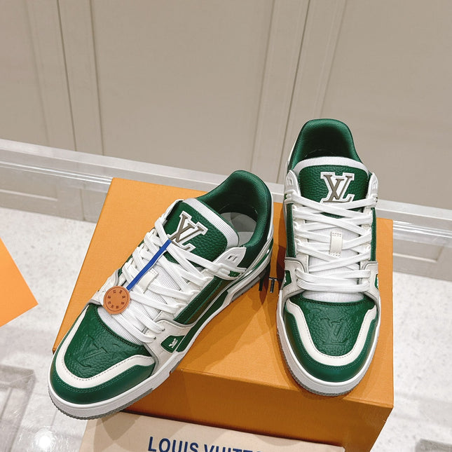 LV TRAINER SNEAKER IN BORNEO GREEN GRAINED CALFSKIN