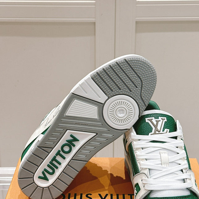 LV TRAINER SNEAKER IN BORNEO GREEN GRAINED CALFSKIN