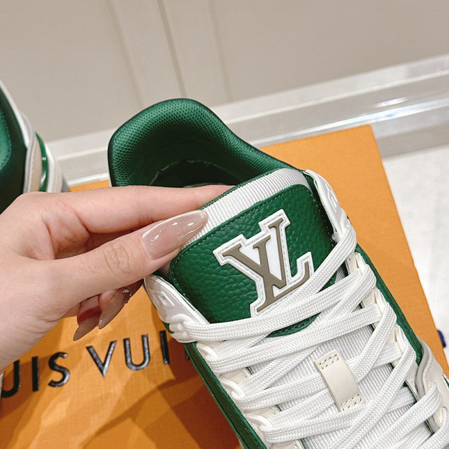 LV TRAINER SNEAKER IN BORNEO GREEN GRAINED CALFSKIN